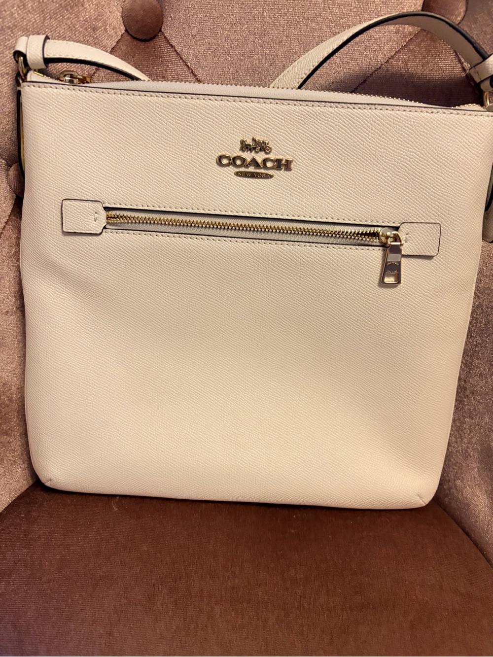 LIKE NEW Coach Rowan File Bag Chalk White Crossgrain Leather Crossbody C1556